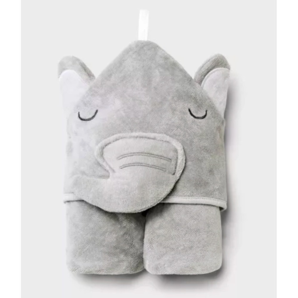 Baby cloud island elephant hooded towel gray NWT